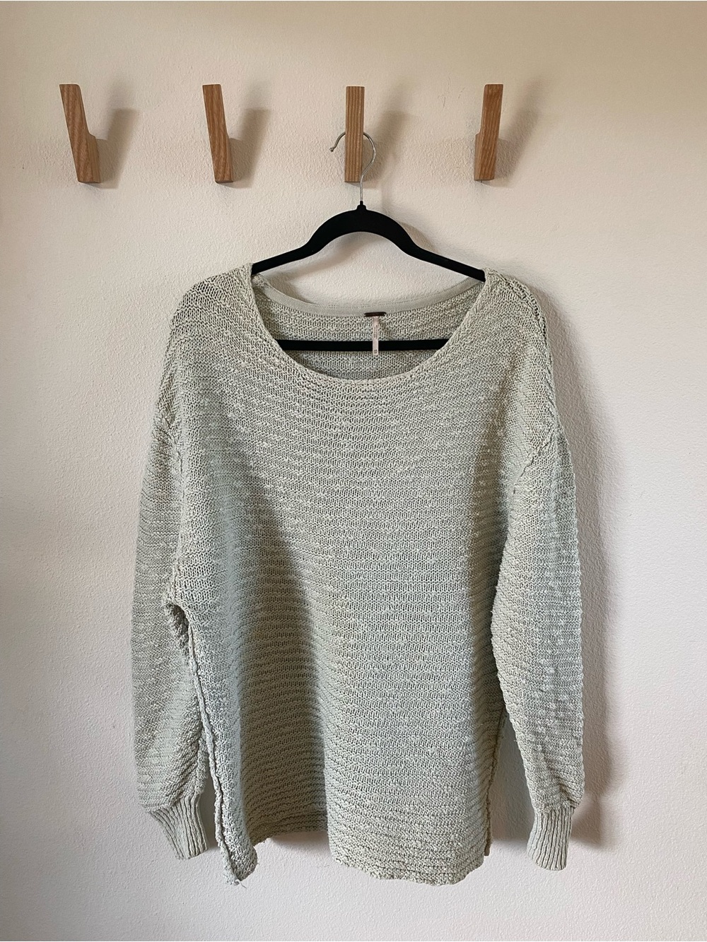 Free People Light Sage Green Scoop Neck Knit Sweater